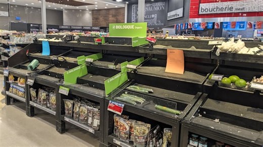 Some produce shelves sit empty as Metro grocery store distribution workers continue to strike