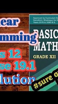 Linear Programming class 12 Exercise 19.1 solution ।। basic mathematics linear programming ।।