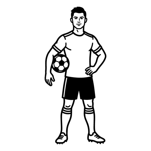 Soccer Player Line Art SVG | Football Athlete Clipart | Sports Portrait Vector | Minimalist Player PNG