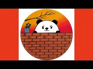 How To Draw Easy Scenery | Drawing Panda Scenery In The Park | Draw In a Circle _ Oil Pastels