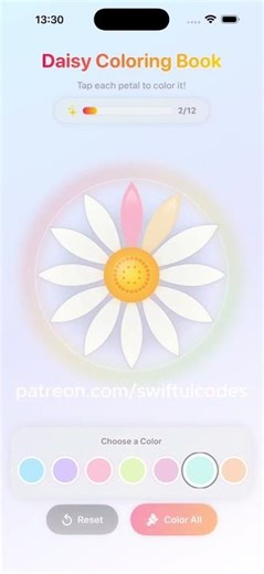 🌼 SwiftUI Daisy Coloring Book for Kids 🎨 Code on Patreon