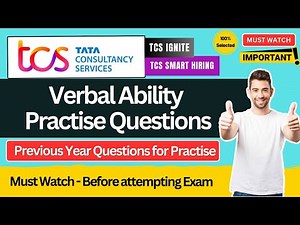 🔥TCS Smart & Ignite Verbal Ability Practise Questions | TCS Previous Year Exam Questions, TCS 2025