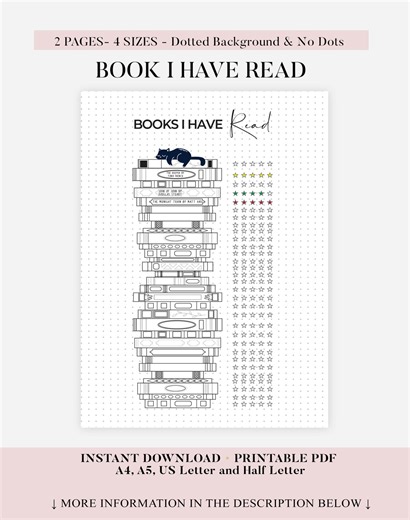 Book Tracker Printable, Journal Page Printable, Reading Tracker, Book Journal Page, Book Review, Habit Tracker, Digital Journal, Reading Log - Etsy