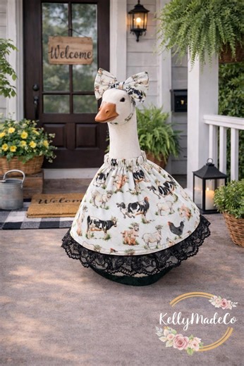 Handmade Farm Animal Fabric Goose Dress and Bow Set – Cottagecore Lawn Décor - Etsy
