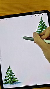 Simple Snow Covered Tree 🌲 Used: Realistic Watercolor Brushset by Artsy Lola Co. Exact brushset, washi tape and canvases are available at our Website for Procreate. #procreate #procreatebrushes #christmas | Artsy Lola Co