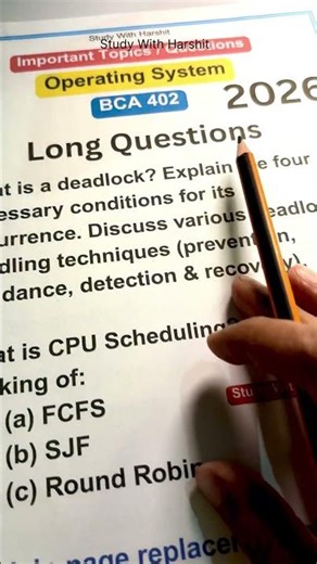 🔥 BCA 402 New Video Available Now! Important Questions | Operating System 2026 | Study With Harshit
