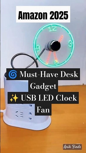 🌀 USB LED Clock Fan ⏰ Stay Cool & On Time! | Best Desk Gadget 2025 💻 #AmazonFinds