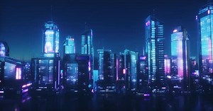 Futuristic Cyber Punk Cityscape View Loop