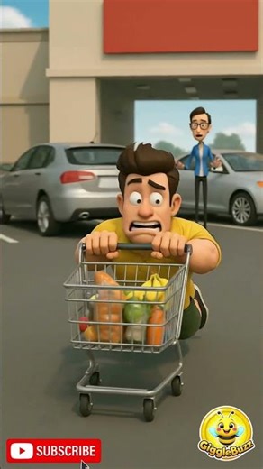 Runaway Cart Attacks Leo in the Parking Lot 🤣 #viral #shortsviral