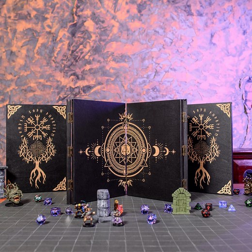 Custom Wooden DM Screen With Dice Towers, Initiative Tracker, Dragon Engraving – Perfect Dnd Gift for Dungeon Master, Fantasy Design - Etsy