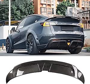 Tesla Model Y Real Carbon Fiber Spoiler Rear Trunk Lip Tail Lid Spoiler Accessories for Tesla Model Y 2019-2022(Glossy)
