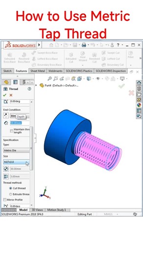 How to Use a Metric Tap Thread in Solidworks | Solidworks Tips
