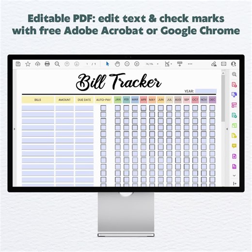 Printable Monthly Bill Tracker: Editable Payment Log (PDF) - Etsy