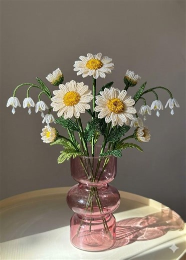 Beaded French Daisy Flower Guide Step-by-step Tutorial (PDF Download) DIY Seed Bead Flower Bouquet Pattern - Etsy