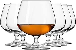 Krosno Brandy Cognac Snifter Glasses, Set of 6, 16.2 oz, Balance Collection, Ideal for Spirit Sipping, Lead-Free Glass, Dishwasher Safe, Made in Europe