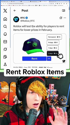 You can rent Roblox avatar items now