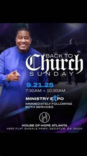 This Sunday is the perfect time to come back to church! Whether it’s been a week, a month, or even years — we saved you a seat. 🙌🏽 Join us for: ⏰ 7:30AM 10:30AM Worship ✨ Ministry Expo immediately after both services — your chance to connect, grow, and find where you belong. 📍 4650 Flat Shoals Pkwy, Decatur, GA 30034 | Dr. E. Dewey Smith