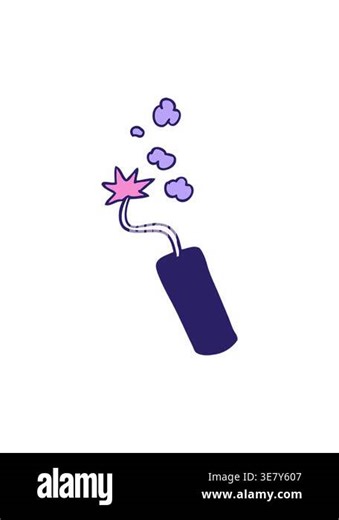 spinning motion animation of hand drawn cartoon doodle of a lit dynamite stick