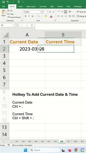 What is the shortcut for today date and time? - Excel Tips and Tricks #shorts