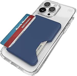 Speck iPhone Wallet MagSafe Accessory - Removable ClickLock No-Slip Interlock - Holds 1-3 Cards - Soft Touch Finish, Scratch Resistant Card Holder Built for MagSafe - Coastal Blue/Space Blue