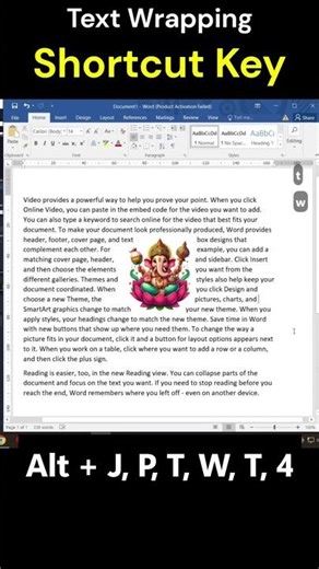 Text Wrapping Keyboard Shortcut Key in MS Word