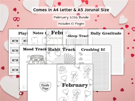 February 2026 Planner Printable Bundle, Digital Journal Pages A4 A5, Monthly Planner - Etsy Canada