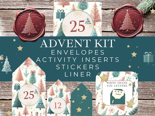 Advent Calendar Kit Printable DIY, Activities Cards, Christmas Countdown, Family Kids, Envelopes, Liner, Activity Stickers, Instant Download - Etsy