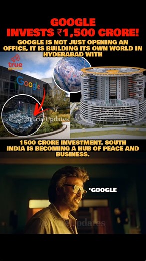 Google invests ₹1,500 crore! #googlehyderabad #1500cr #southindia #telanganatech #kakatiyapark