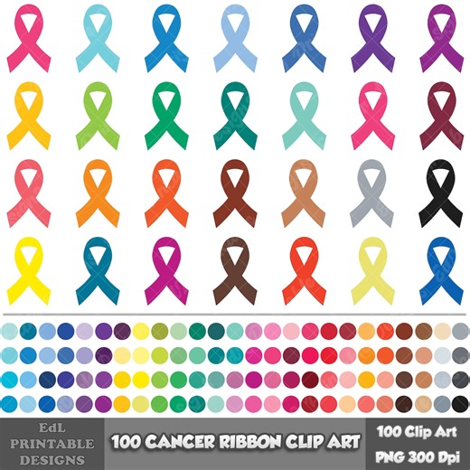 100 Cancer Ribbon Clip Art, Rainbow Colors (PNG Digital Download) - Etsy