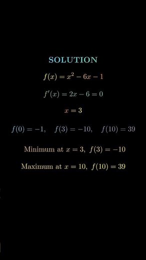 How to Find Maximum and Minimum points of any function #maths #function #solution #reels #viral