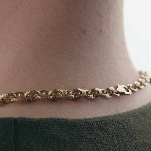 9ct Yellow Gold Solid Ornate Pattern Anchor / Mariner Chain - 6mm