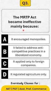 Fatafat 5 MCQs on MRTP Act | MPPSC Asst. Prof. | PGT Commerce