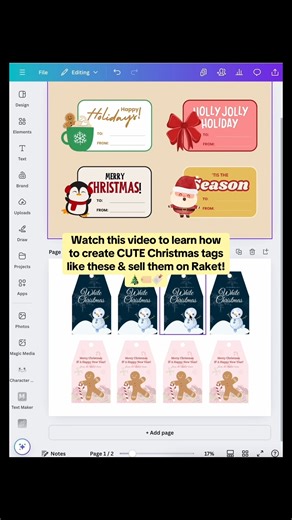Want to earn extra income this Christmas season? i-Raket na 'yan! 💡🎄 Learn how to create cute Christmas tags that you can easily sell on Raket! Enjoy free listings with no upfront costs. 💯 Sign up na! www.raket.ph #digitalproducts #canvatutorial | Raket.PH