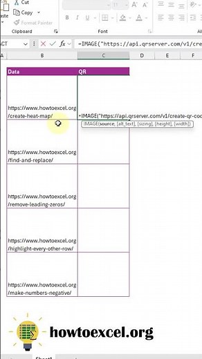 Generate QR codes in Excel