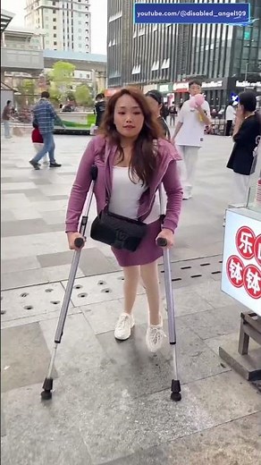 Polio girl walking with crutches #polio #paraplegic #wheelchair #disability