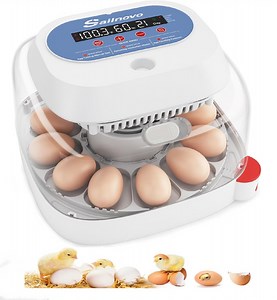 Adnoom Egg Incubator, 12 Eggs Incubator with Automatic Egg Turner and Temperature and Humidity Control,LED Display Egg Incubator for Hatching Chicken,Duck,and Goose Eggs with Kettle, Sprinkler