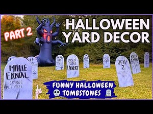 HALLOWEEN 🎃 YARD DECOR PART 2 | Funny DIY Tombstones + Outdoor Halloween Decorating Ideas