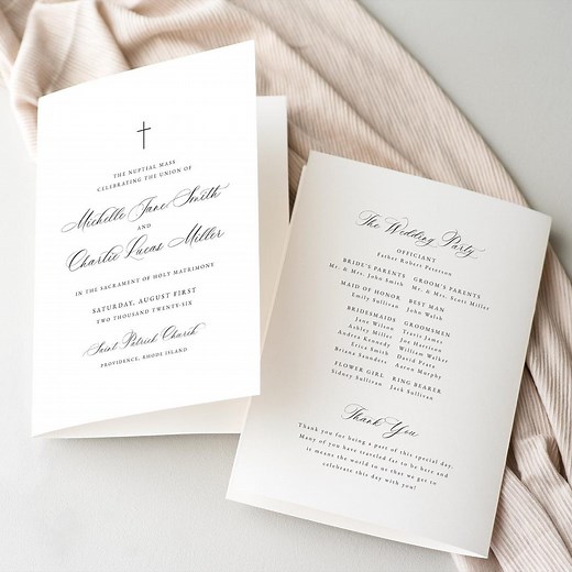 Printable Catholic Wedding Program Template: Folded Mass Ceremony Program (digital Download) Michelle - Etsy