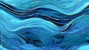 Abstract waves in varying shades of blue create a fluid, dynamic visual effect.