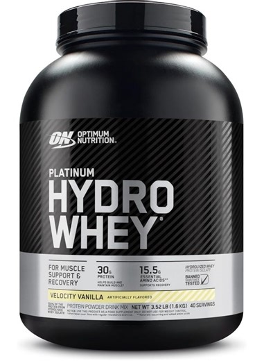 Optimum Nutrition Platinum Hydrowhey Protein Powder, 30 Grams of Protein for Muscle Support, 100% Hydrolyzed Whey Protein Isolate Powder - Velocity Vanilla, 3.52 Lbs, 40 Servings (1.6 KG) | Best Price UAE | Dubai, Abu Dhabi