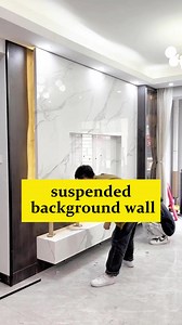 16K views · 82 reactions | Suspended background wall. Suspended background wall. #interiordesign #wallpanelling #backdropdecoration #walldecor #homedecorideas #wallboard #wallboards #wallpaper #decorationdesign #decorationboards #decoration_ideas #walldecoration #decoration #decor #deco #wallpanelling #homeimprovement #renovation #harmercoverings | Harmercoverings | Facebook