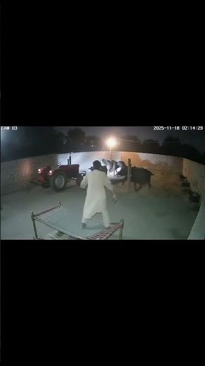 Night Vision CCTV: Tractor Moves On Its Own in Rural Farm AI Generated