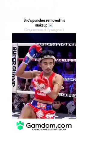 EYE Fusion on Instagram: "Post shares a riveting clip from a professional Muay Thai match featuring a fighter who calmly applies red lipstick as a pre-fight ritual, confusing their opponent before delivering a relentless barrage of strikes to secure dominance in the ring. With a staggering 60 million views, the viral footage celebrates the subversion of traditional stereotypes in combat sports and the power of unapologetic self-expression. Such grooming rituals can yield tangible performance ben