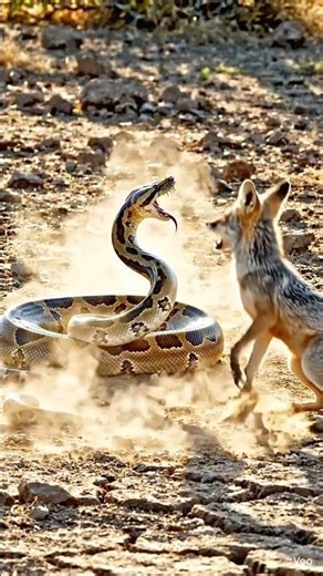 Python vs Fox Tense Face-Off . #wildlife #animals #nature