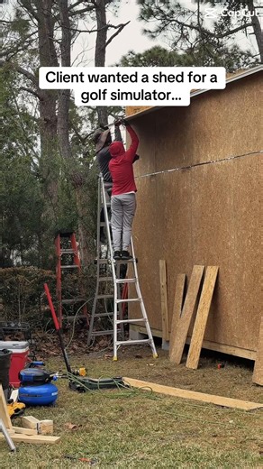 A client asked us to build a 16x25 custom shed in their backyard. But this isn’t just a normal storage shed. This shed is being built for a golf simulator setup. ⛳ Golf simulators need more space than people expect. Higher ceilings. Extra depth for the swing. Room for the screen and projector. A typical backyard shed usually isn’t designed for that. So we built a 16x25 custom shed on site, designed to give the client enough space to comfortably swing and practice year-round. Framed from scratch.
