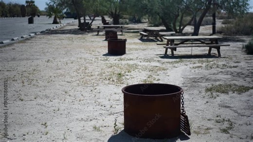 Signs at Salton Sea Recreation Area Campground show information about the area and facilities for people who want to camp and visit.