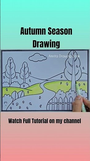 Autumn Season Drawing | Easy and Simple Autumn Season Drawing | Type of Seasons Drawing | Scenery