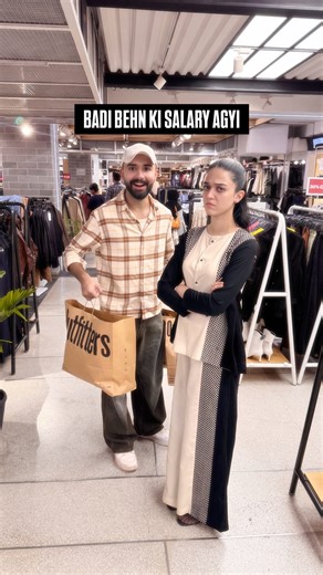 Khushnood on Instagram: "Behn ki salary agyi socha shopping krlun 🤪 @___zarnabfatima Thanks for shopping #fyp #reel #fun"