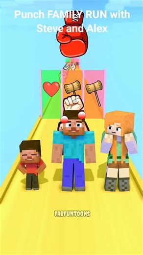 Punch FAMILY RUN with Steve and Alex😭😭Funny Minecraft Animation🤗😢 #shorts #minecraft