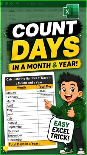 Excel Trick to Calculate Days in Every Month and Year Instantly! .#Excel #Shorts #Spreadsheet
